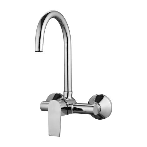 Single Lever Sink Mixer Wall Mounted with  Swinging Spout Chrome